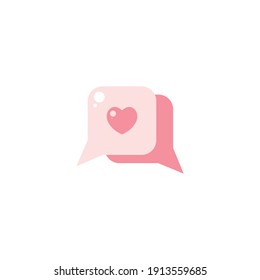 Romance Talk Flat Icon - Valentine's Day Elements Icon Set Vector Illustration