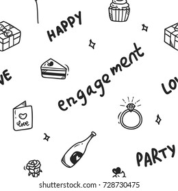 Romance theme doodle seamless background