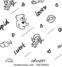 Romance theme doodle seamless background