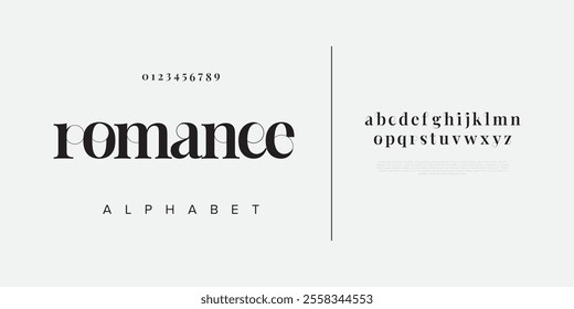 Romance typography beauty fashion elegant minimalist serif italic fonts decorative wedding vintage retro logos. Minimal luxury font alphabet logo. Vector illustration