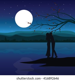 Romance Under the Moon, Vector illustrations