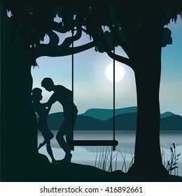 Romance Under the Moon, Vector illustrations