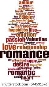 Romance word cloud concept. Vector illustration