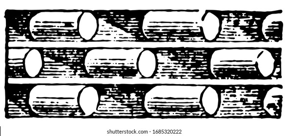 Romanesque Motive are in billet pattern, possibly a part of the choir foundation, vintage line drawing or engraving illustration.