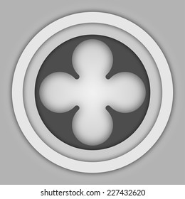 romanesque ornamental circle window in gray color scale
