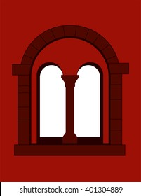 Romanesque window - silhouette - vector graphic
