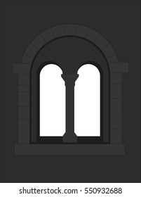 Romanesque window - silhouette - vector graphic