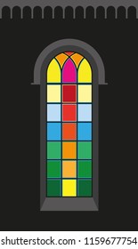 Romanesque window - Silhouette - Vista - vector graphic
