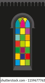 Romanesque window - Silhouette - Vista - vector graphic
