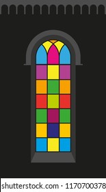 Romanesque window - Silhouette - Vista - vector graphic