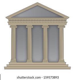 Roman/Greek Temple with ionic columns, high detailed with outline