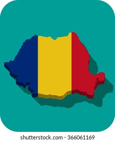 Romania - 3D map and flag