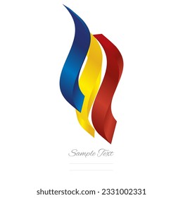 Romania abstract flag logo icon. Romanian 3d flag ribbon banner isolated on white background