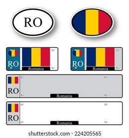 romania auto set against white background, abstract vector art illustration, image contains transparency
