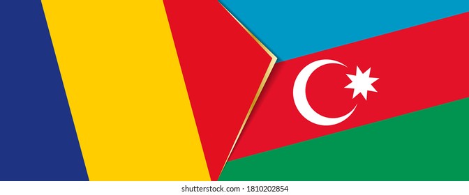 Rumänien und Aserbaidschan Flaggen, zwei Vektorflaggen Symbol für Beziehung oder Konfrontation.