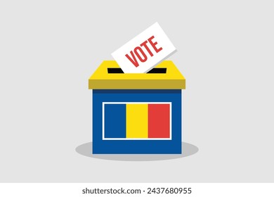 Rumania urna concepto de ilustración vectorial plana y minimalista. Votar Elecciones de Arte Conceptual.