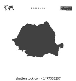 Romania Blank Vector Map Isolated on White Background. High-Detailed Black Silhouette Map of Romania.