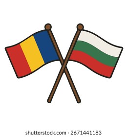 Vector de banderas cruzadas de Rumania y Bulgaria sobre fondo blanco
Banderas del país Vector que se cruzan