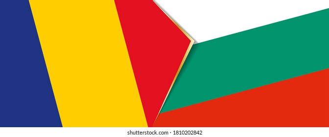 Romania and Bulgaria flags, two vector flags symbol of relationship or confrontation.