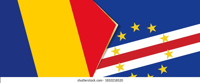 Banderas de Rumania y Cabo Verde, dos banderas vectoriales símbolo de relación o enfrentamiento.