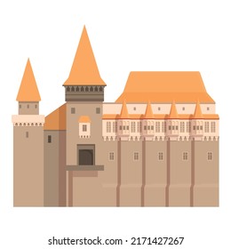 Romania castle icon cartoon vector. Romania travel. National day