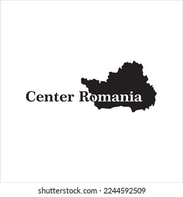 Romania Center map and black lettering design on white background