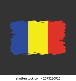 Romania or Chad flag brush strokes painted 