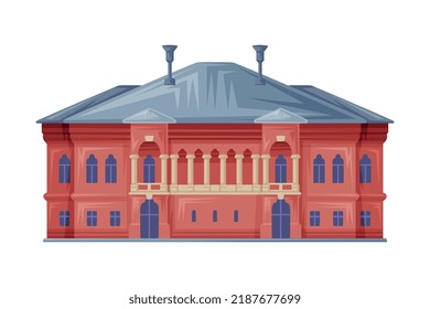 Romania City Building Made of Red Brick as Traditional Symbol and Object Vector Illustration