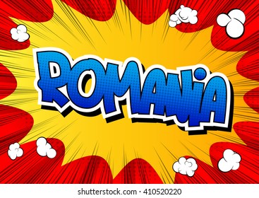 Romania - Comic book style word