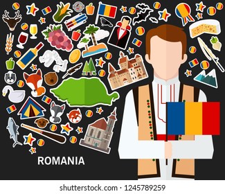 Romania concept background .Flat icons