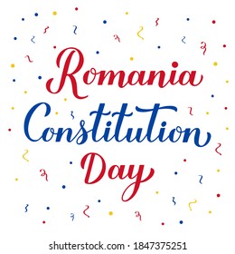 Grabación manual del Día de la Constitución de Rumania. Fiesta celebrada el 8 de diciembre. Plantilla de vectores para banner, afiche de tipografía, volante, etc.