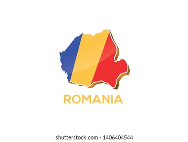 Romania country flag 3d shape 
