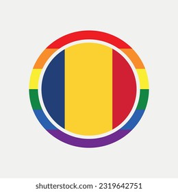 Romania country flag circle - lgbt flag graphic element Illustration template design
