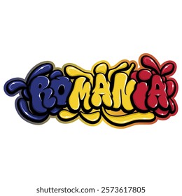 romania country flag in graffiti art style