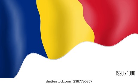 Romania country flag realistic independence day background. Romanian commonwealth banner in motion waving, fluttering in wind. Festive patriotic HD format template for independence day