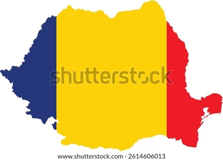 Romania Country Map And Flag Design Vector Photo