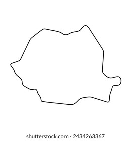 Romania country simplified map. Thin black outline contour. Simple vector icon