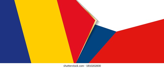 Romania and Czech Republic flags, two vector flags symbol of relationship or confrontation.