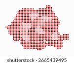 Romania dotted map. Digital style map of the country on white background. Romania shape with circle dots. Colored dots style. Large size circles. Abstract vector illustration.