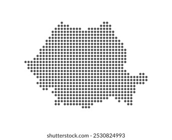 Romania - Dotted Map. Map formed by Dots. Vector Illustration