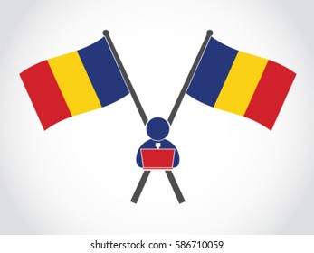 Romania Emblem Office Worker