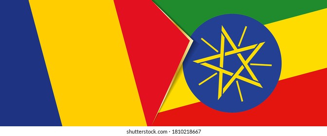 Banderas de Rumania y Etiopía, dos banderas vectoriales símbolo de relación o enfrentamiento.