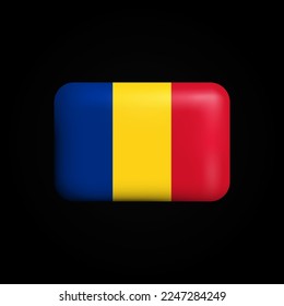 Romania Flag 3D Icon. National Flag of Romania. Vector illustration