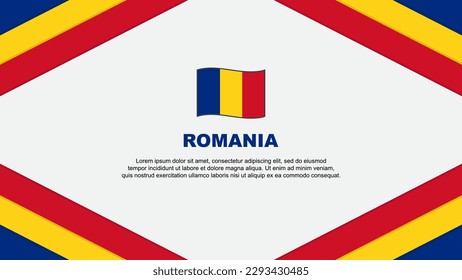 Plantilla de diseño de fondo de resumen de marca de Rumania. Ilustración de vectores de caricaturas del Día de la Independencia de Rumania. Plantilla de Rumanía