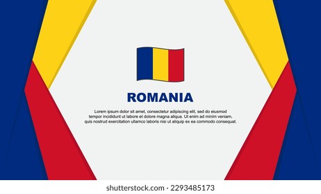 Plantilla de diseño de fondo de resumen de marca de Rumania. Ilustración de vectores de caricaturas del Día de la Independencia de Rumania. Antecedentes de Rumania