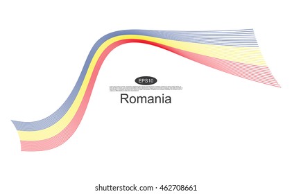 Romania flag. Abstract Romania ribbons isolated on white.
