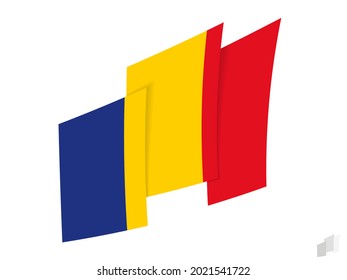 Romania flag in an abstract ripped design. Modern design of the Romania flag. Vector icon.
