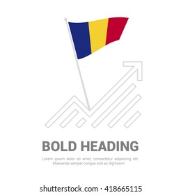 Romania Flag with analytics graph up, Bold heading and place for text template