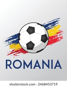 Romania Flag with Brush Effect for Soccer Theme