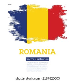 Romania Flag with Brush Strokes. Vector Illustration. Independence Day.